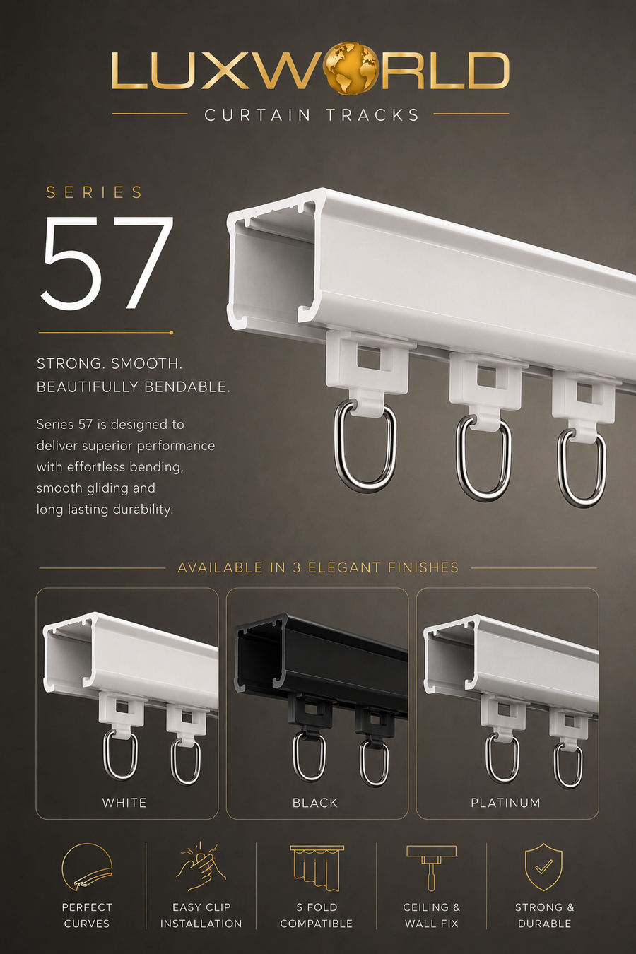 Series 57 Fineline Curtain Track | Commercial S Fold Curtain Tracking Perth