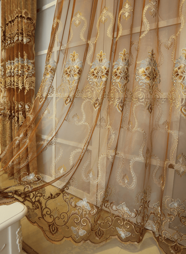 European luxury high-end embroidered curtains for Living Room #EC12 - LUXWORLD