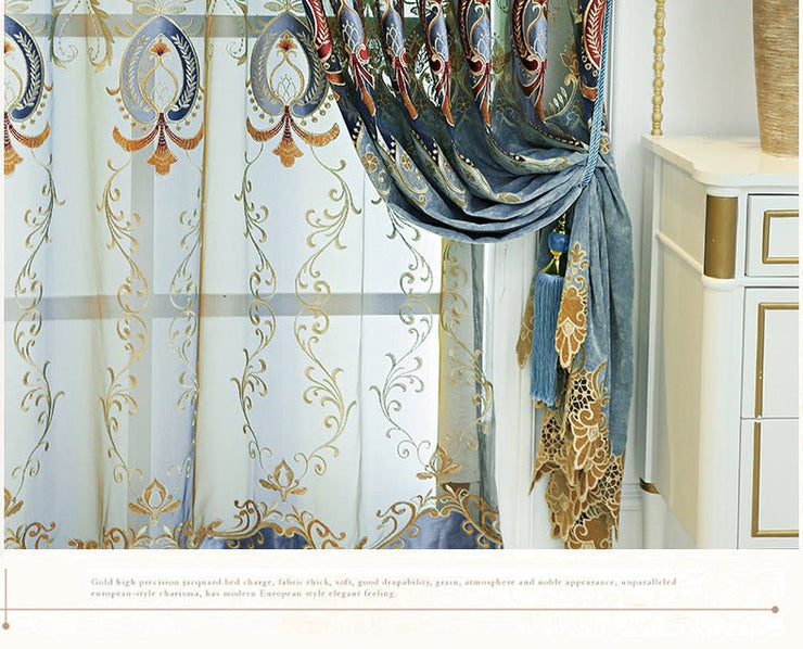 European luxury high-end embroidered curtains for Living Room #EC20 - LUXWORLD