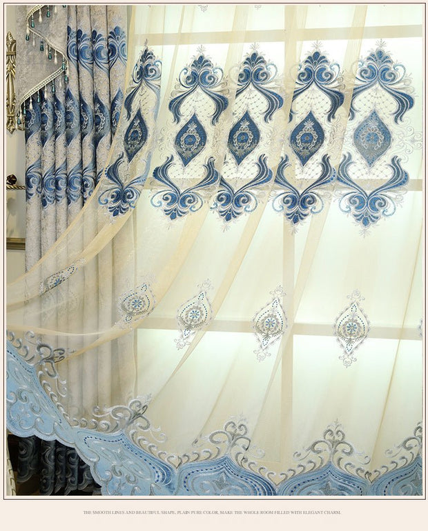 High-End Embroidery on Luxe Textured Curtains for a Sophisticated Living Space # EC28 - LUXWORLD