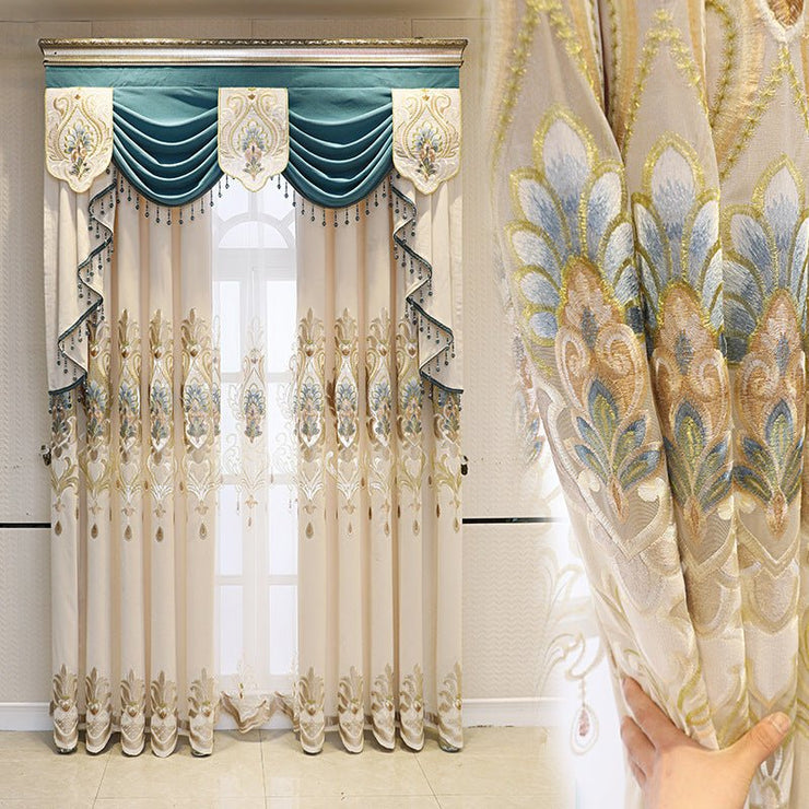 Luxurious Textured Curtains with Intricate Embroidery for a Stylish Home #EC04 - LUXWORLD