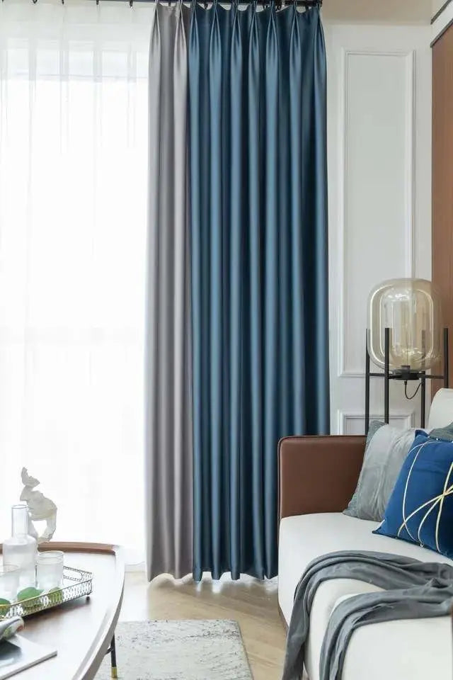 Closed blackout curtains reducing daylight and improving privacy