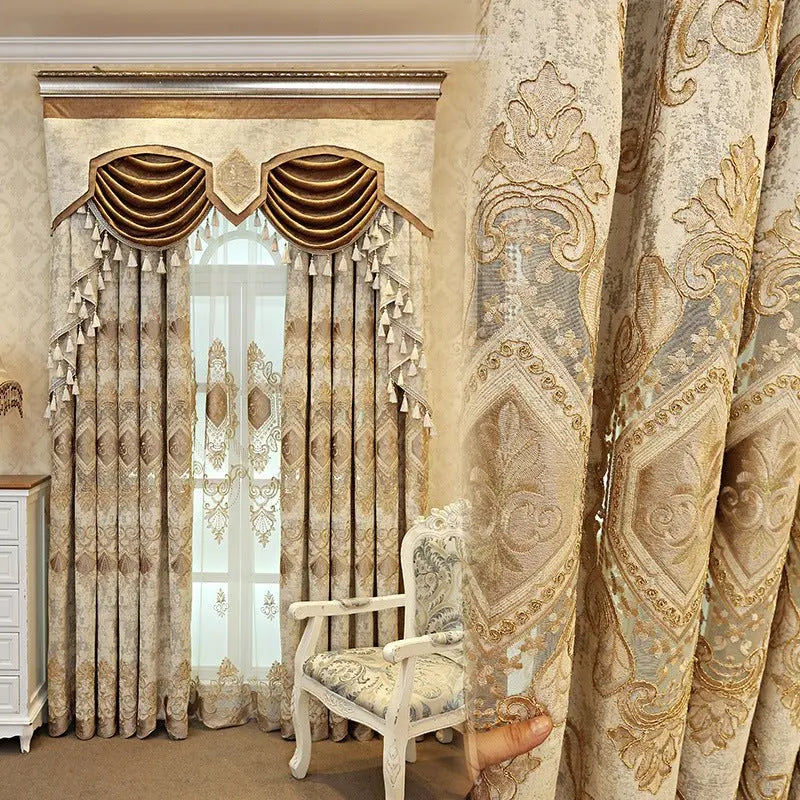Luxworld embroidered curtains with high-end textured fabric, elegant drapes adding sophisticated style to any room.