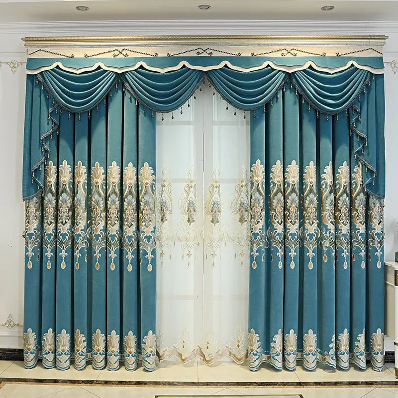High-End Embroidery on Luxe Textured Curtains for a Sophisticated ...