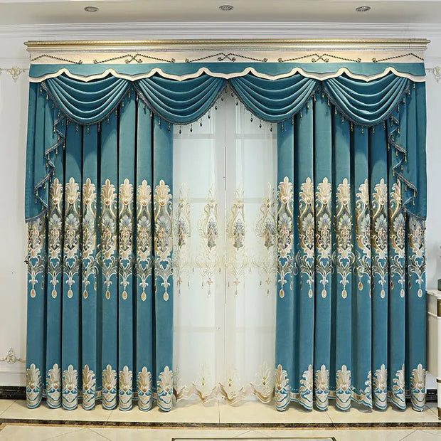 High-End Embroidery on Luxe Textured Curtains for a Sophisticated ...