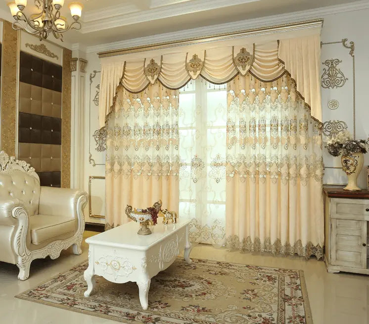 Luxworld embroidered curtains, stylish drapes ideal for living rooms, bedrooms, and guest rooms with elegant embroidery.