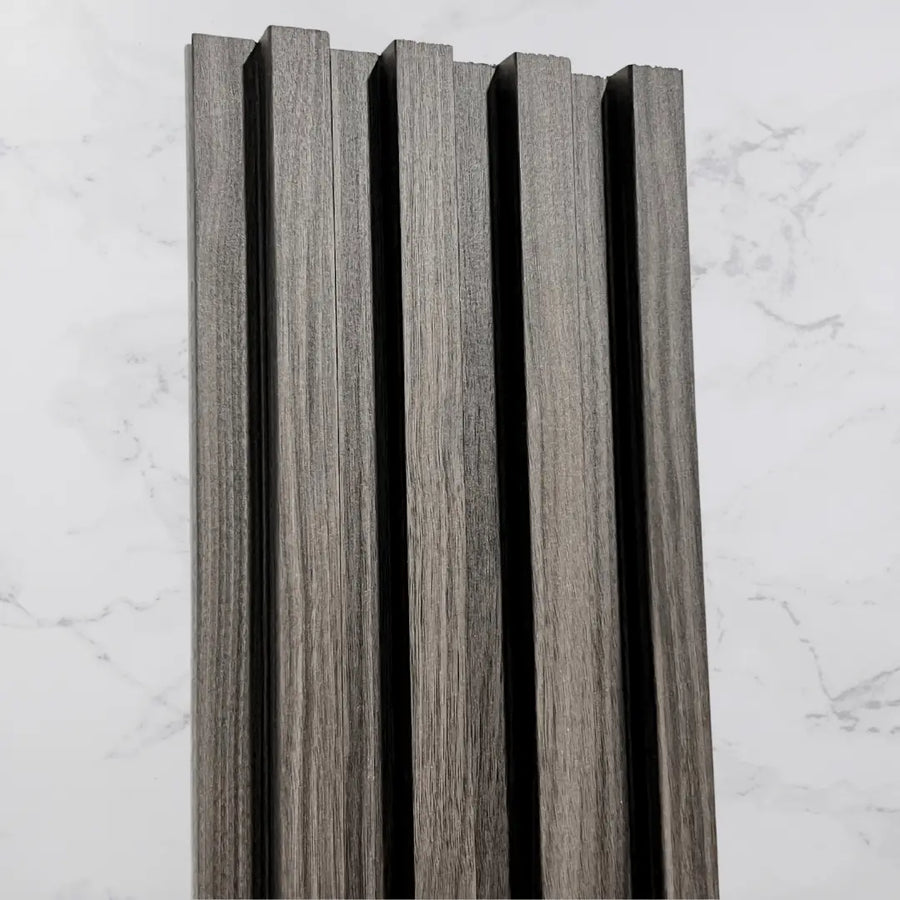 Smoked Walnut WPC wall panel by LUXWORLD, modern timber cladding for interior or exterior wall decor, 2700mm long, natural wood finish.