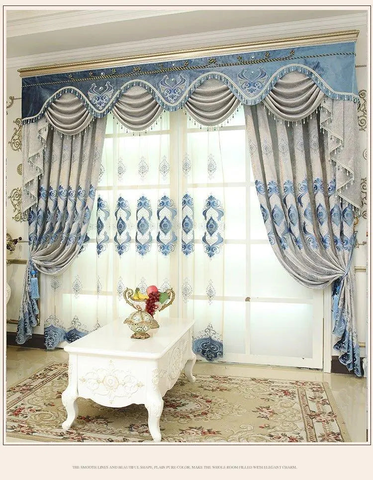 Luxe textured curtains with high-end embroidery by THE-LUXWORLD, showcasing elegant design for sophisticated living spaces.