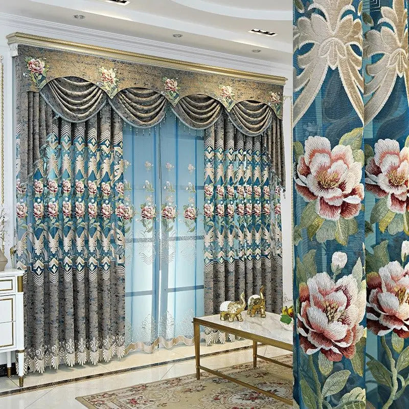 Intricately embroidered curtains from THE-LUXWORLD, showcasing elegant high-end design with detailed craftsmanship.